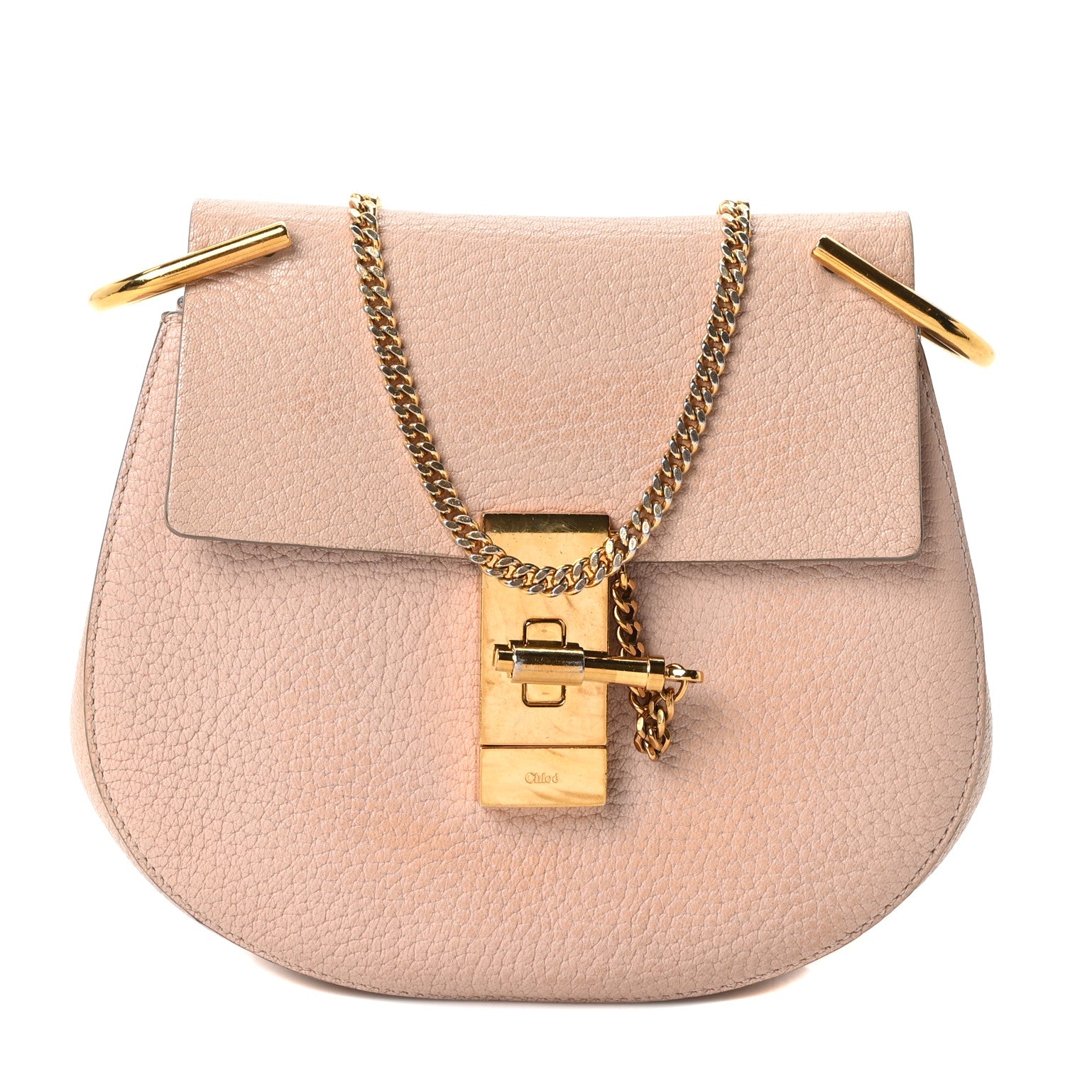 Chloe Grained Lambskin Mini Drew Shoulder Bag Cement Pink 1 of 10