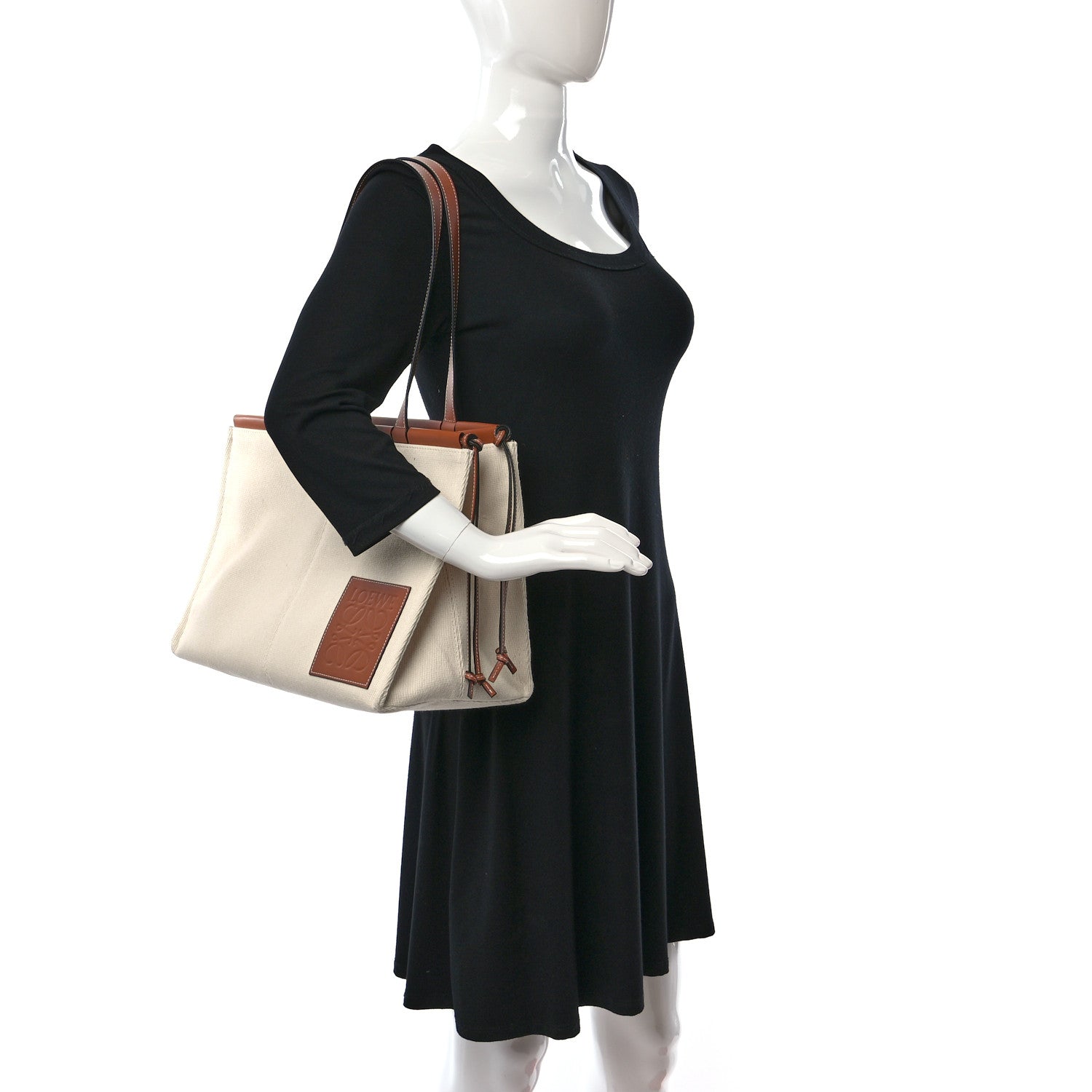 Loewe Canvas Calfskin Small Cushion Tote Beige 3 of 14