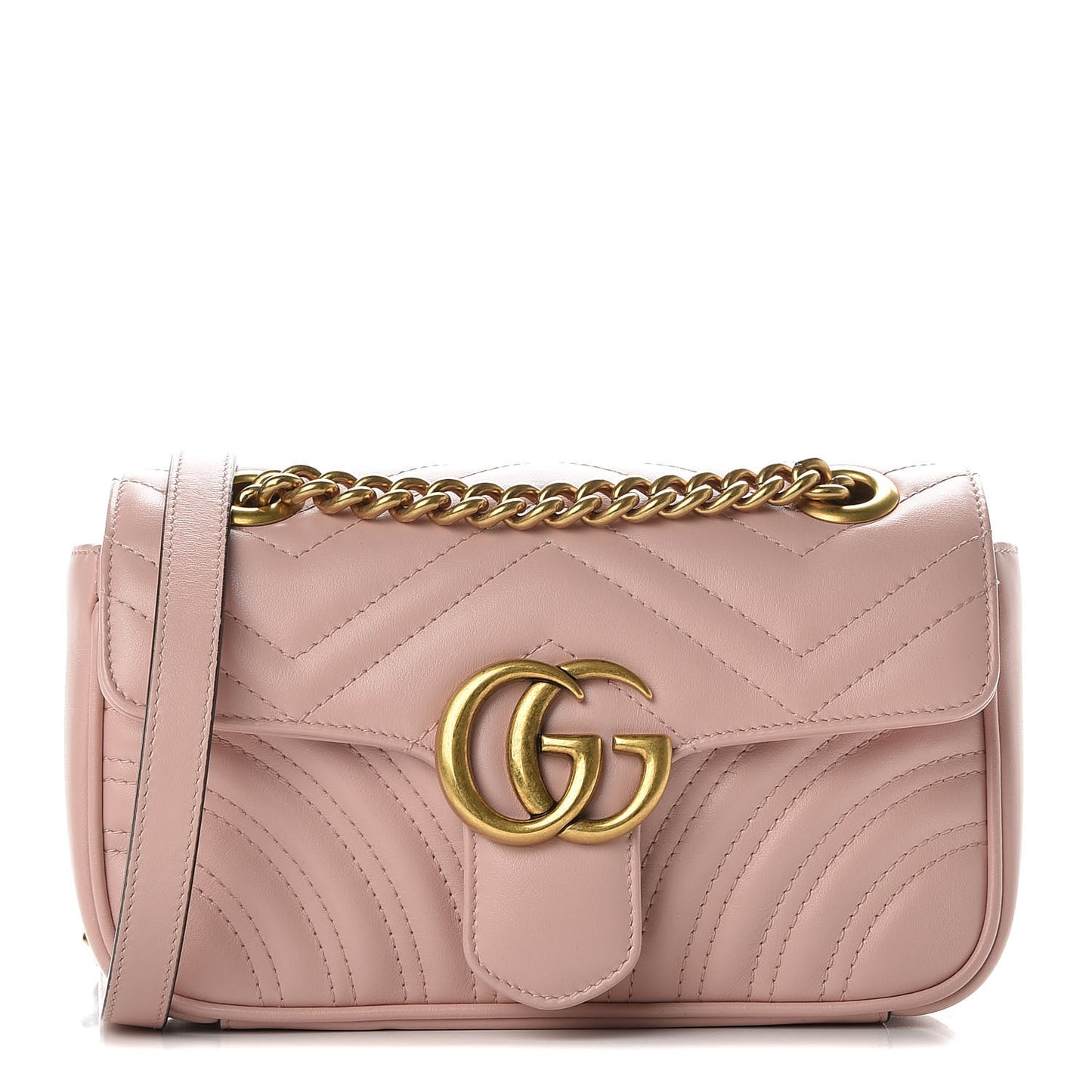 Calfskin Matelasse Mini GG Marmont Shoulder Bag Perfect Pink
