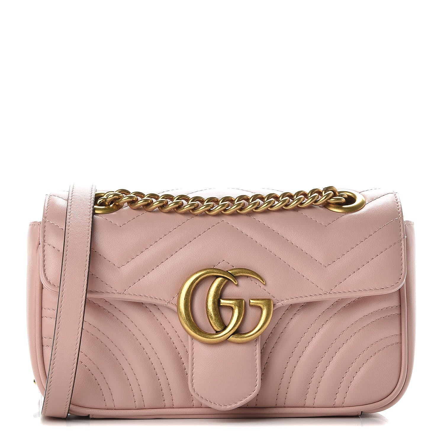 Gucci Calfskin Matelasse Mini GG Marmont Shoulder Bag Perfect Pink 1 of 9