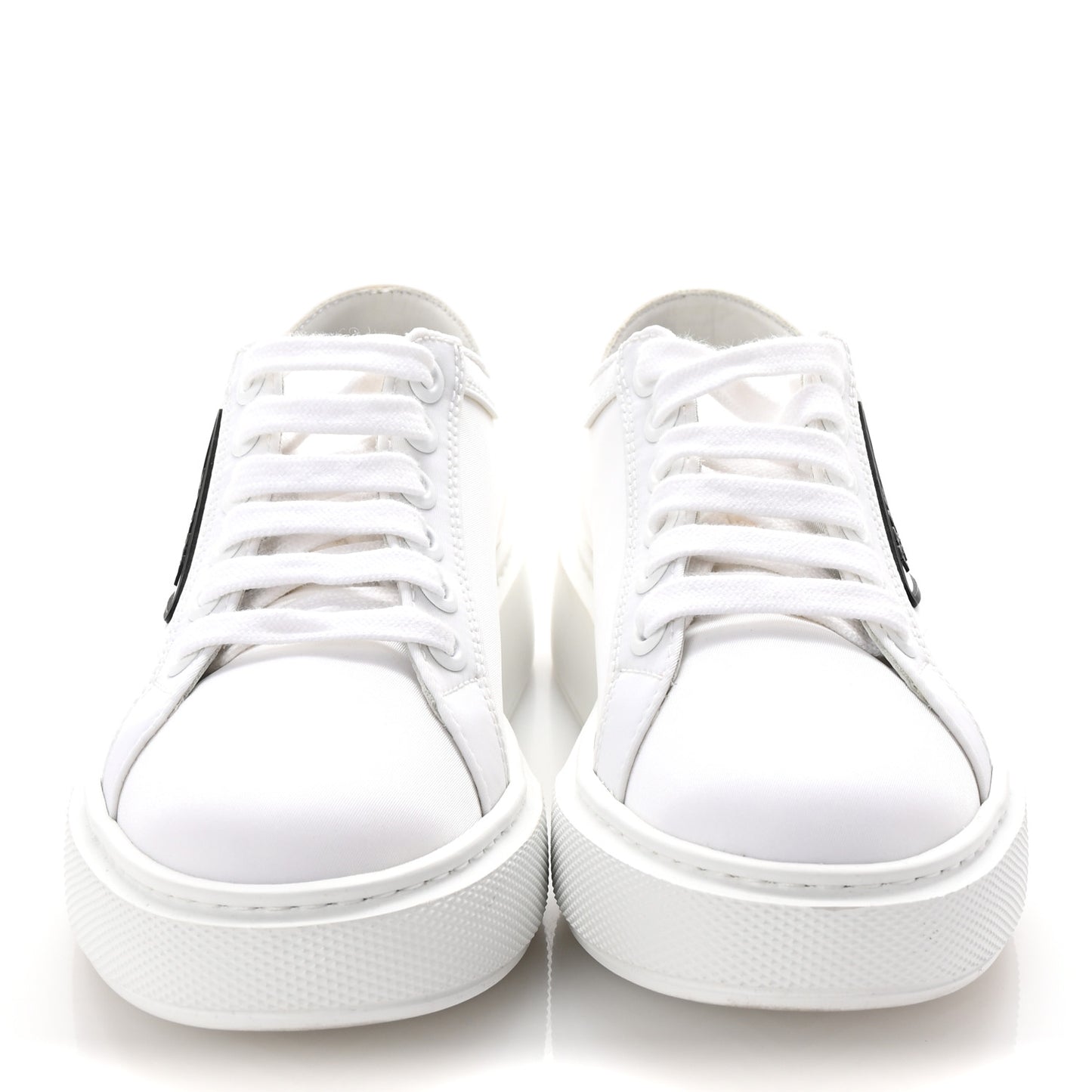 Nylon Gabardine Triangle Logo Platform Sneakers 36 White