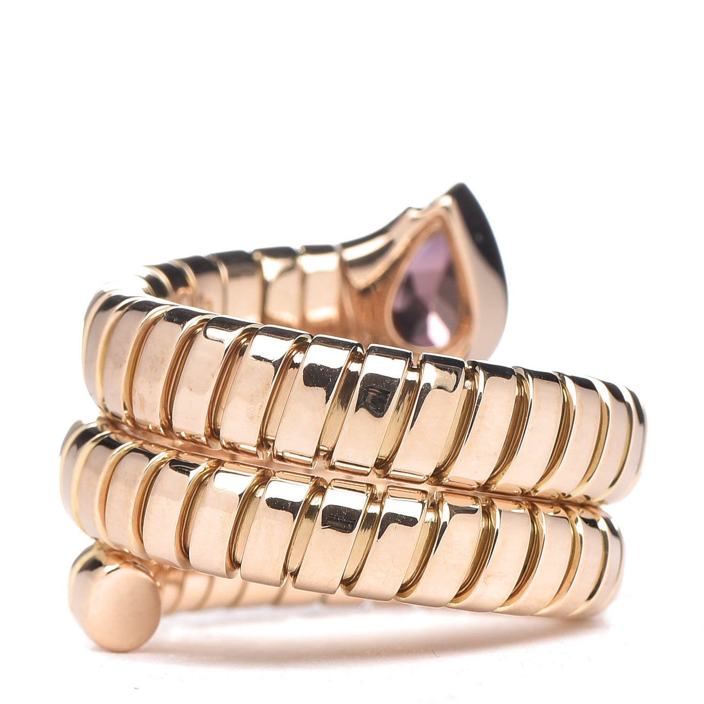 18K Yellow Gold Tubogas Pink Tourmaline Ring 52 6