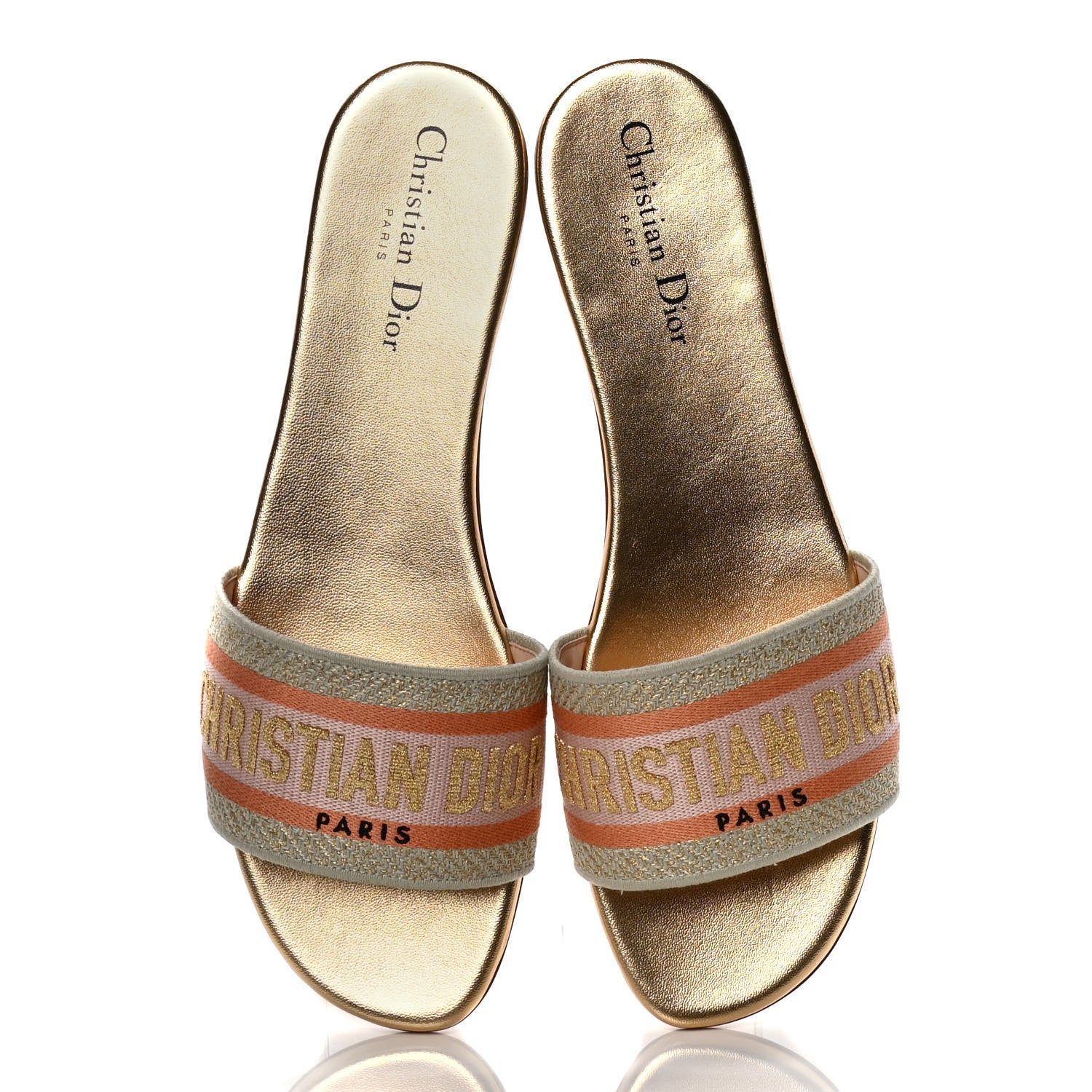 Christian Dior Cotton Embroidered Dway Mules Slide Sandals 41 Platinum 5 of 10