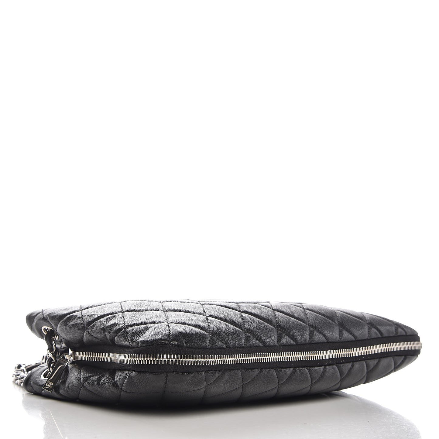 Caviar Quilted Expandable Zip Shoulder Bag Black