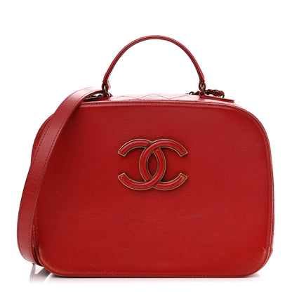 Chanel Shiny Calfskin Goatskin Quilted Coco Curve Vanity Red 1 of 15