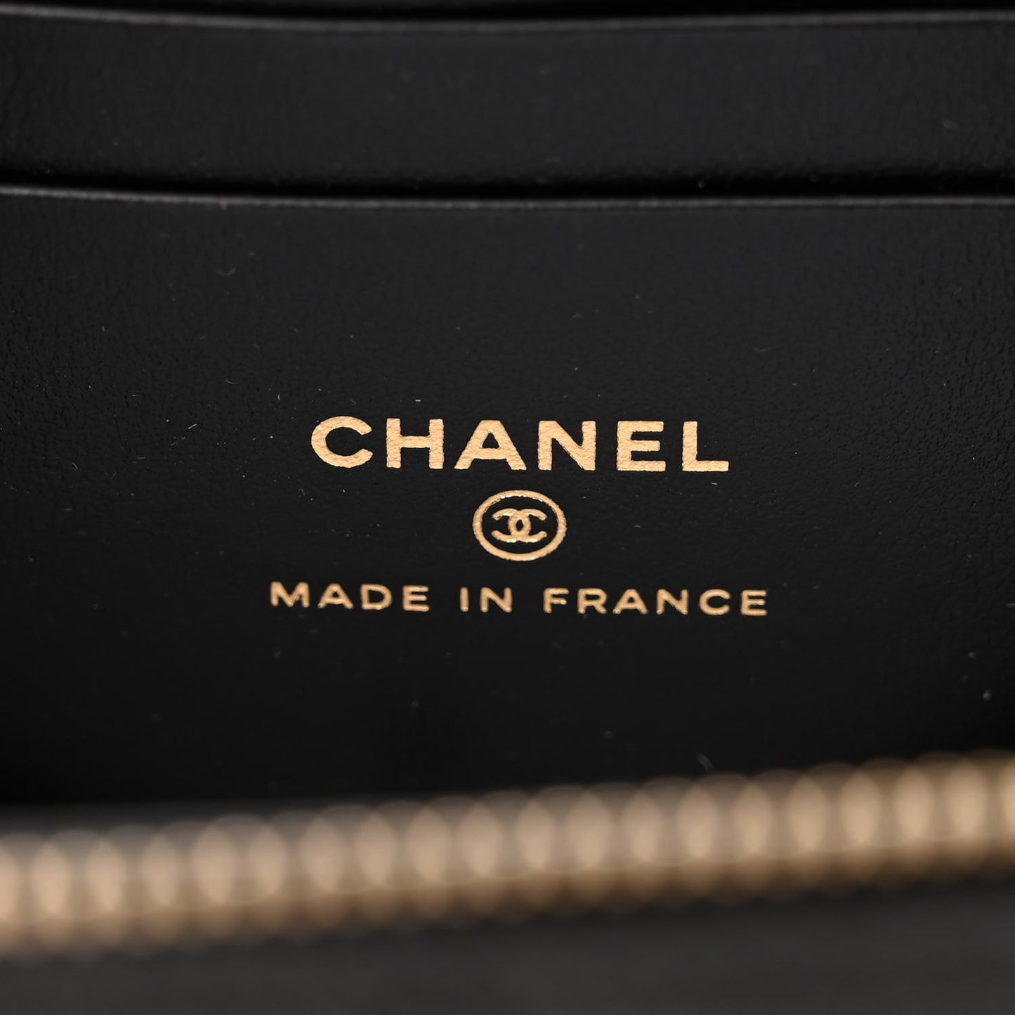 Caviar Quilted Enamel Coco Casino Small Vanity Case With Chain Black