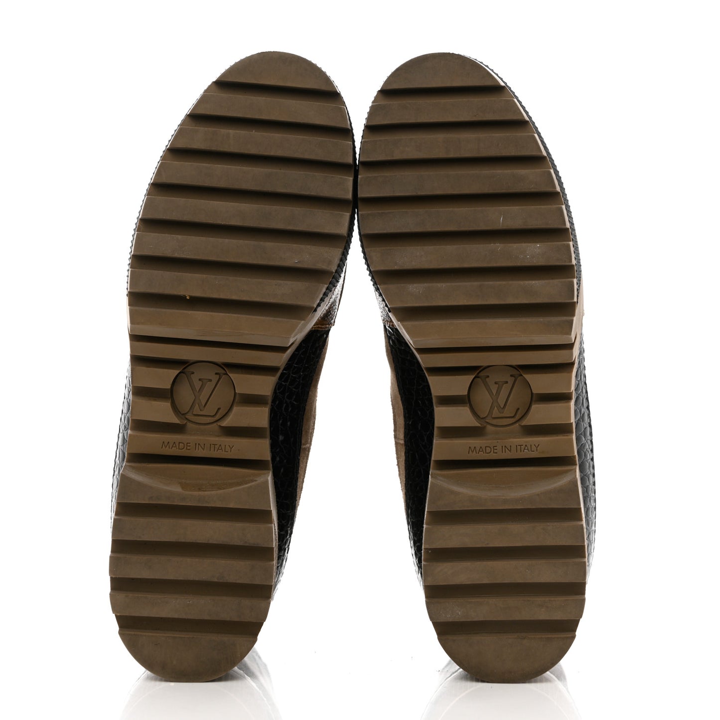 Suede Calfskin Monogram Laureate Platform Desert Boots 37 Taupe