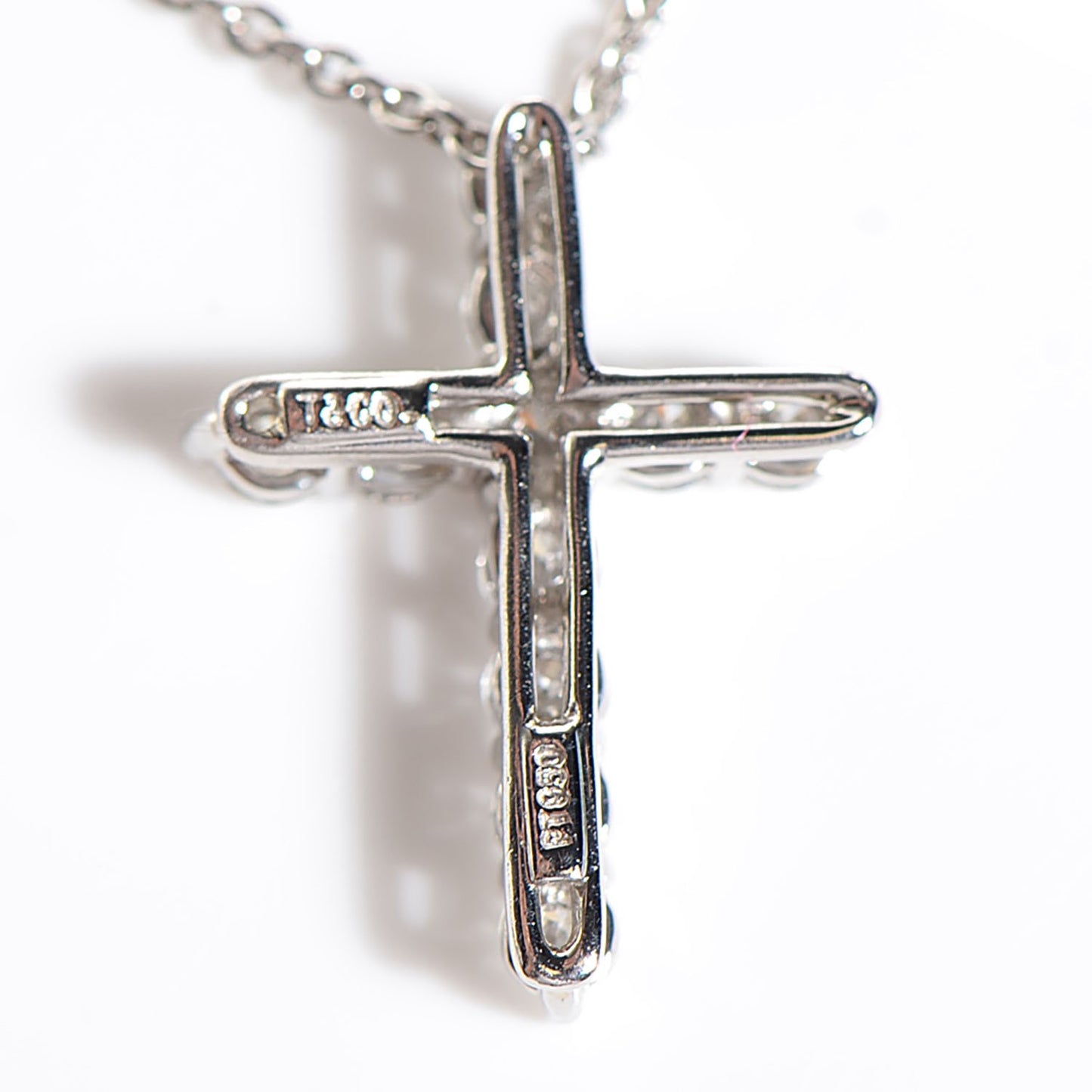 Platinum Diamond Small Cross Pendant Necklace