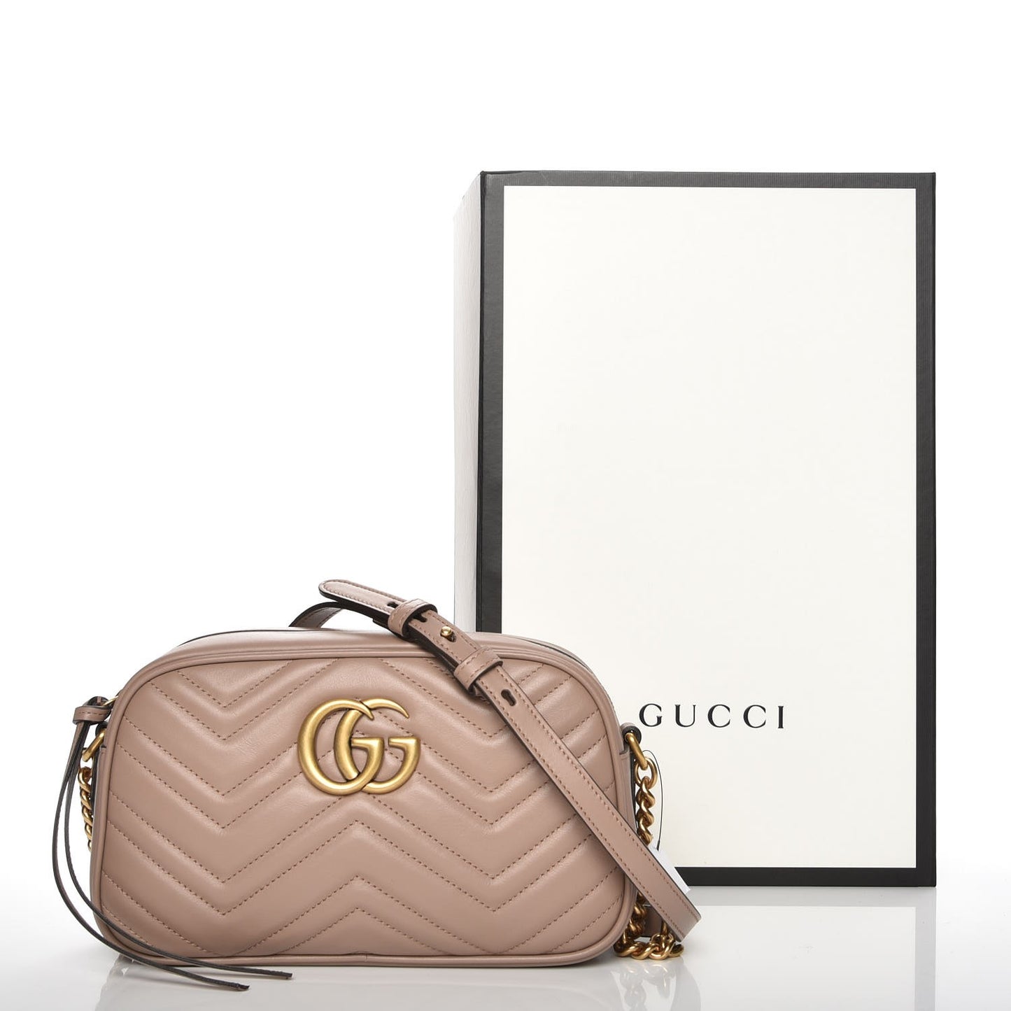 Calfskin Matelasse Small GG Marmont Chain Shoulder Bag Porcelain Rose