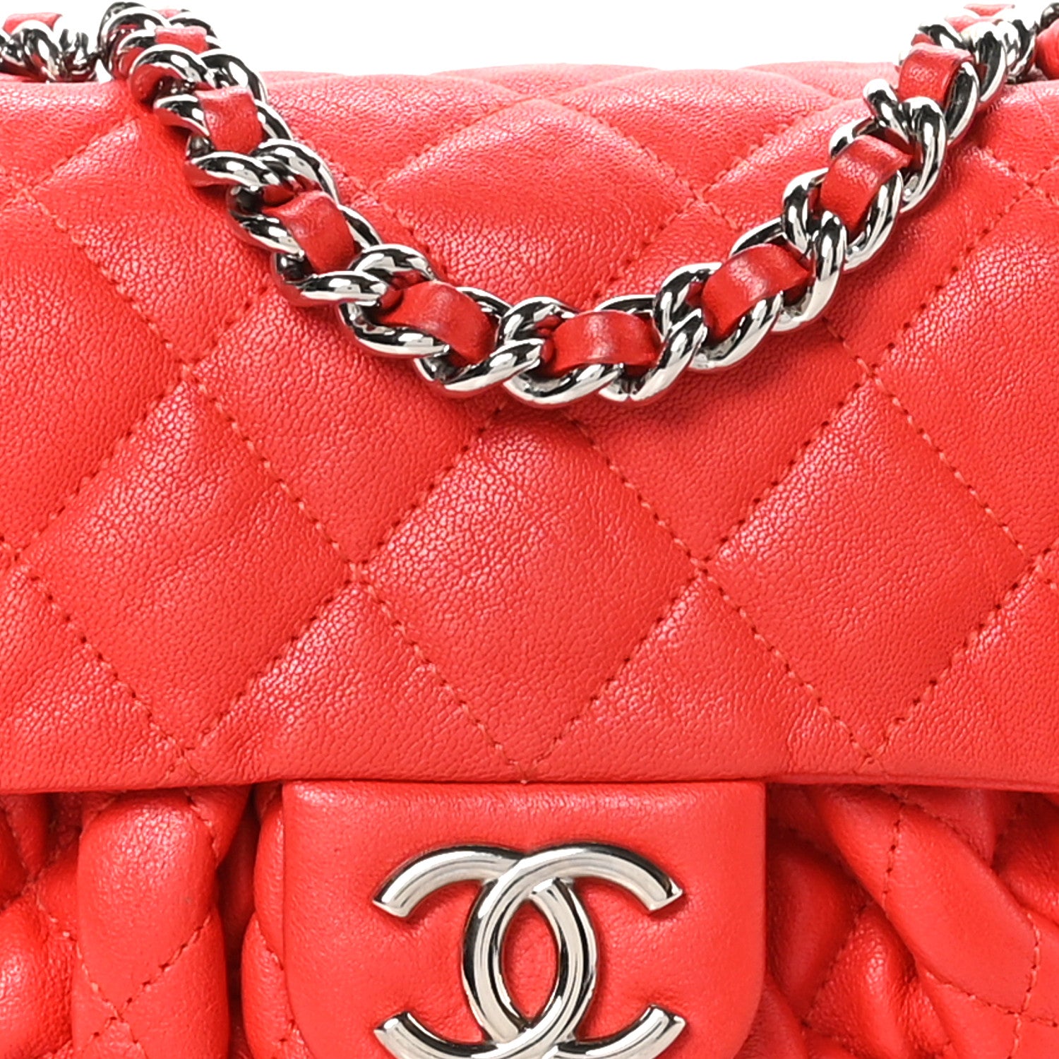 Chanel Washed Lambskin Quilted Mini Chain Around Messenger Red 8 of 12