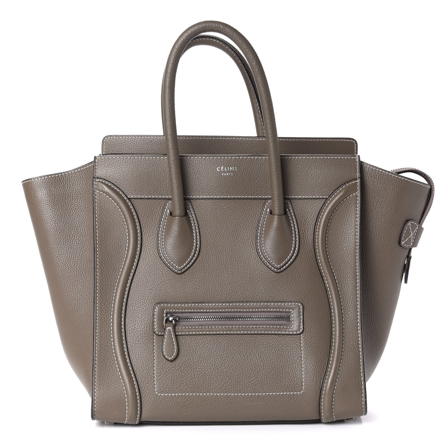 Celine Drummed Calfskin Mini Luggage Bag Souris 1 of 10