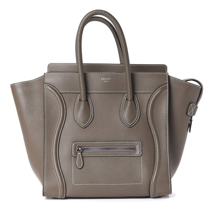 Celine Drummed Calfskin Mini Luggage Bag Souris 1 of 10