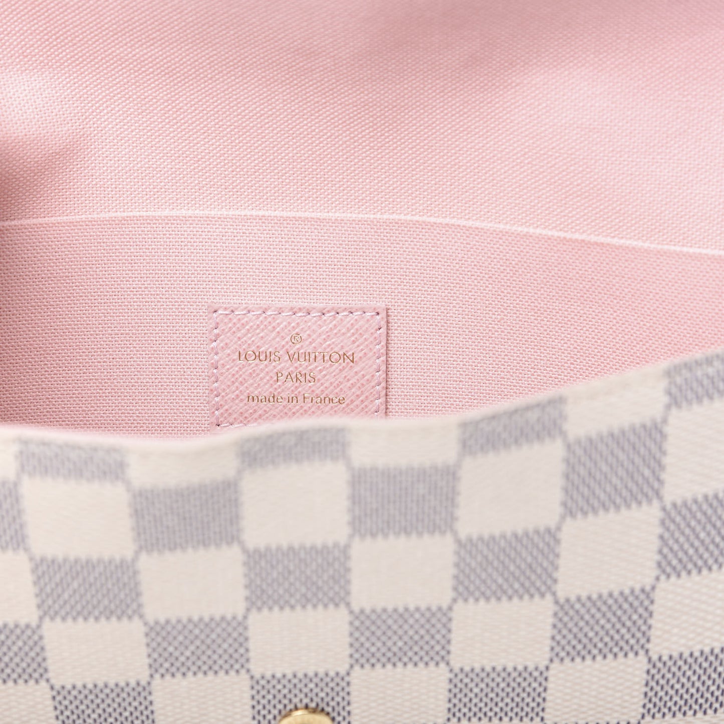 Damier Azur Pochette Felicie Chain Wallet Rose Ballerine