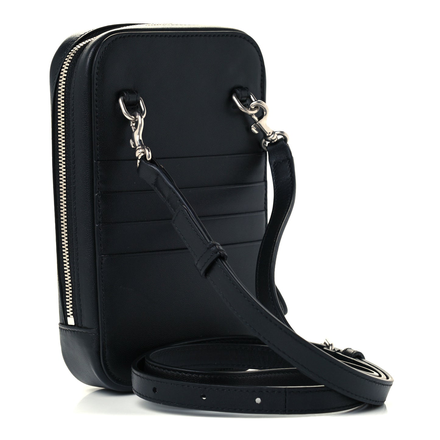 Smooth Calfskin 3D Logo Cash Phone Holder Bag Black Red White
