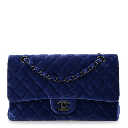 Chanel Velvet Quilted Medium Double Flap Navy Blue 1 of 10