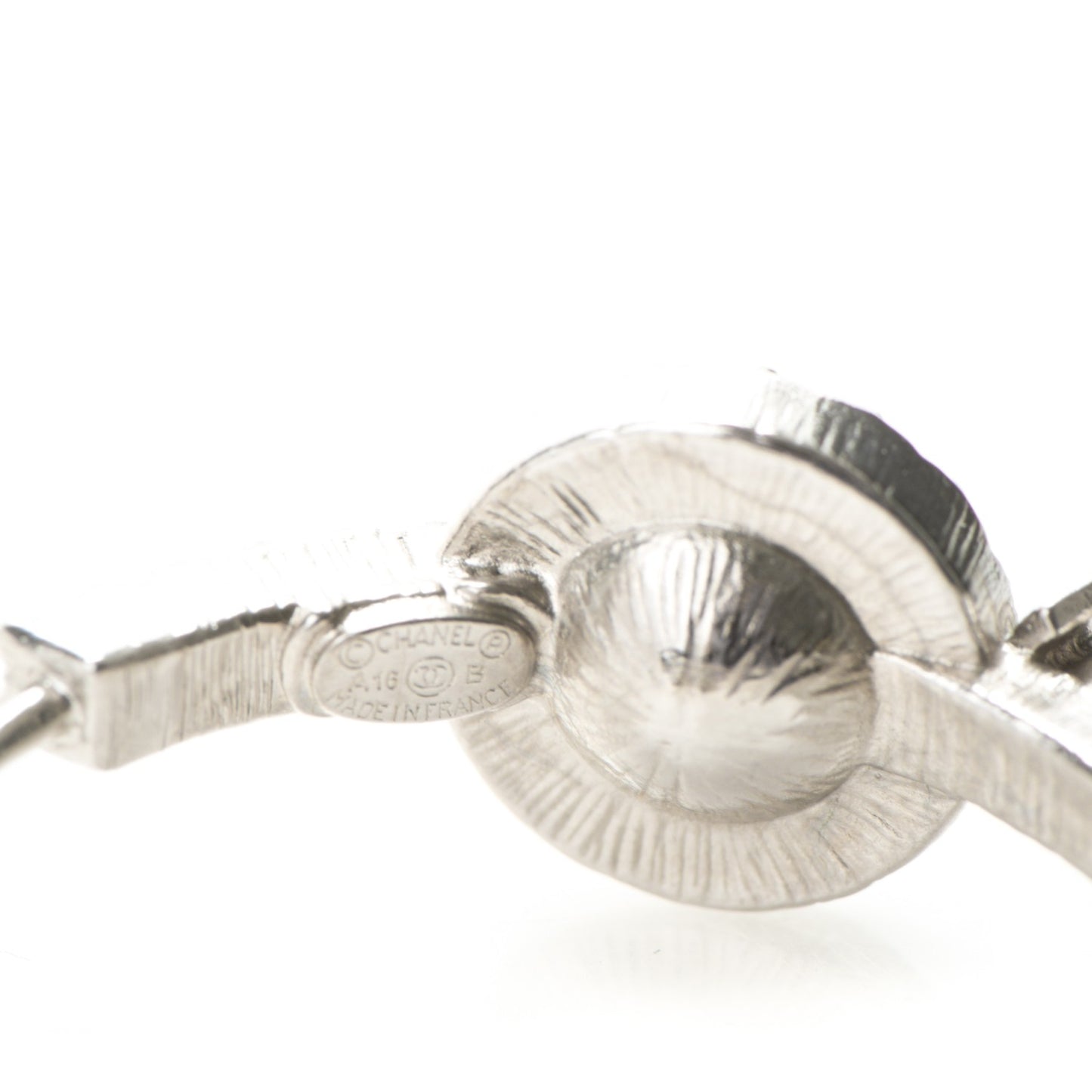 Crystal Pearl CC Hoop Earrings Silver