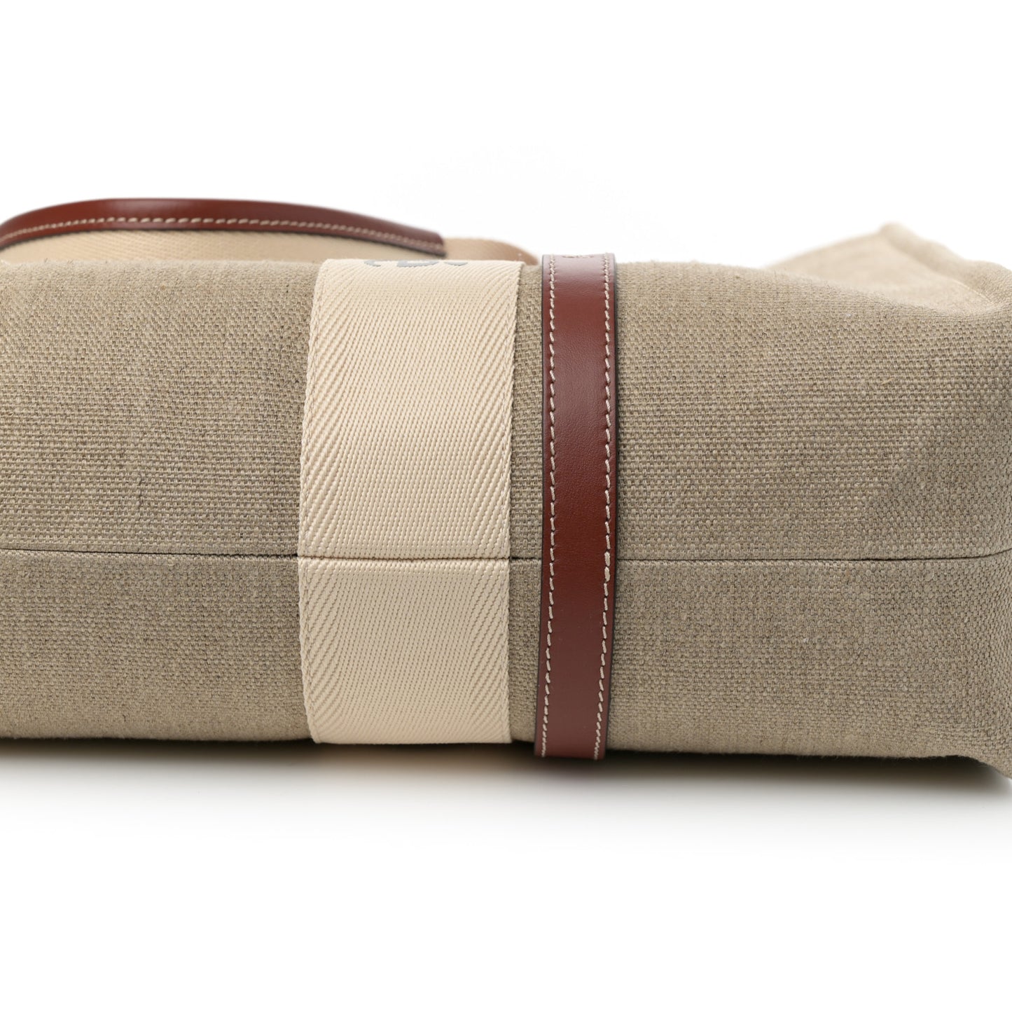 Cotton Calfskin Large Woody Ribbon Tote White Brown