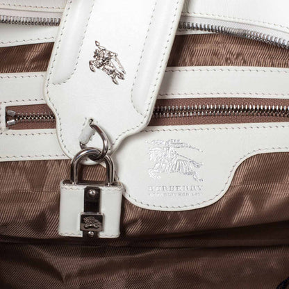Burberry Leather Quilted Large Manor Tote White 10 of 11