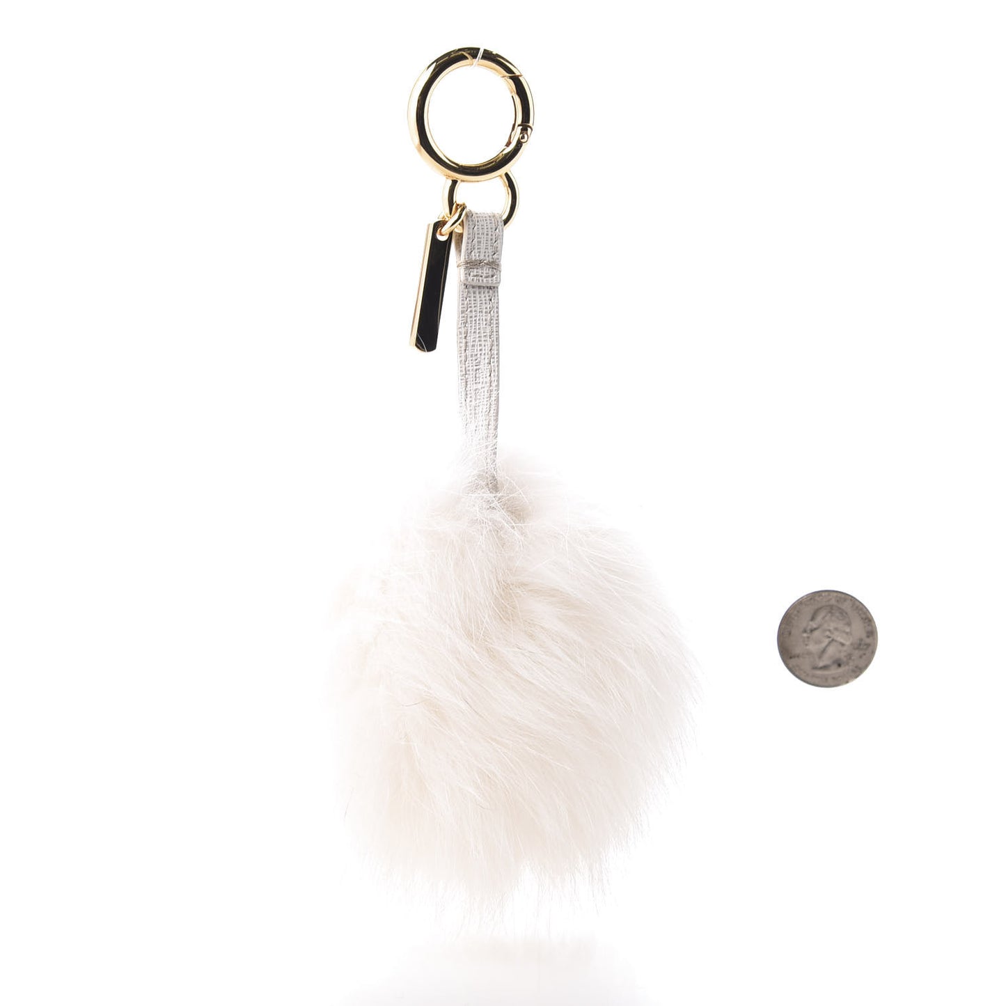 Fox Fur Pom Pom Bag Charm White