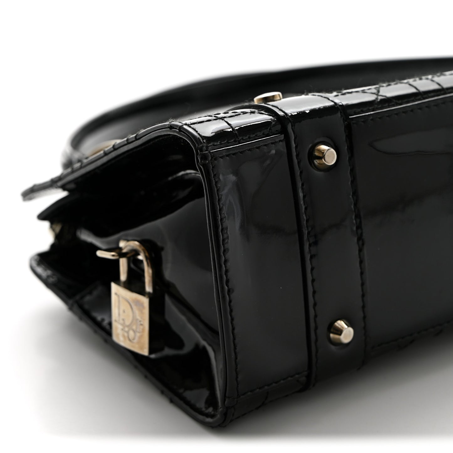Patent Cannage Stitched East West Lady Dior Black