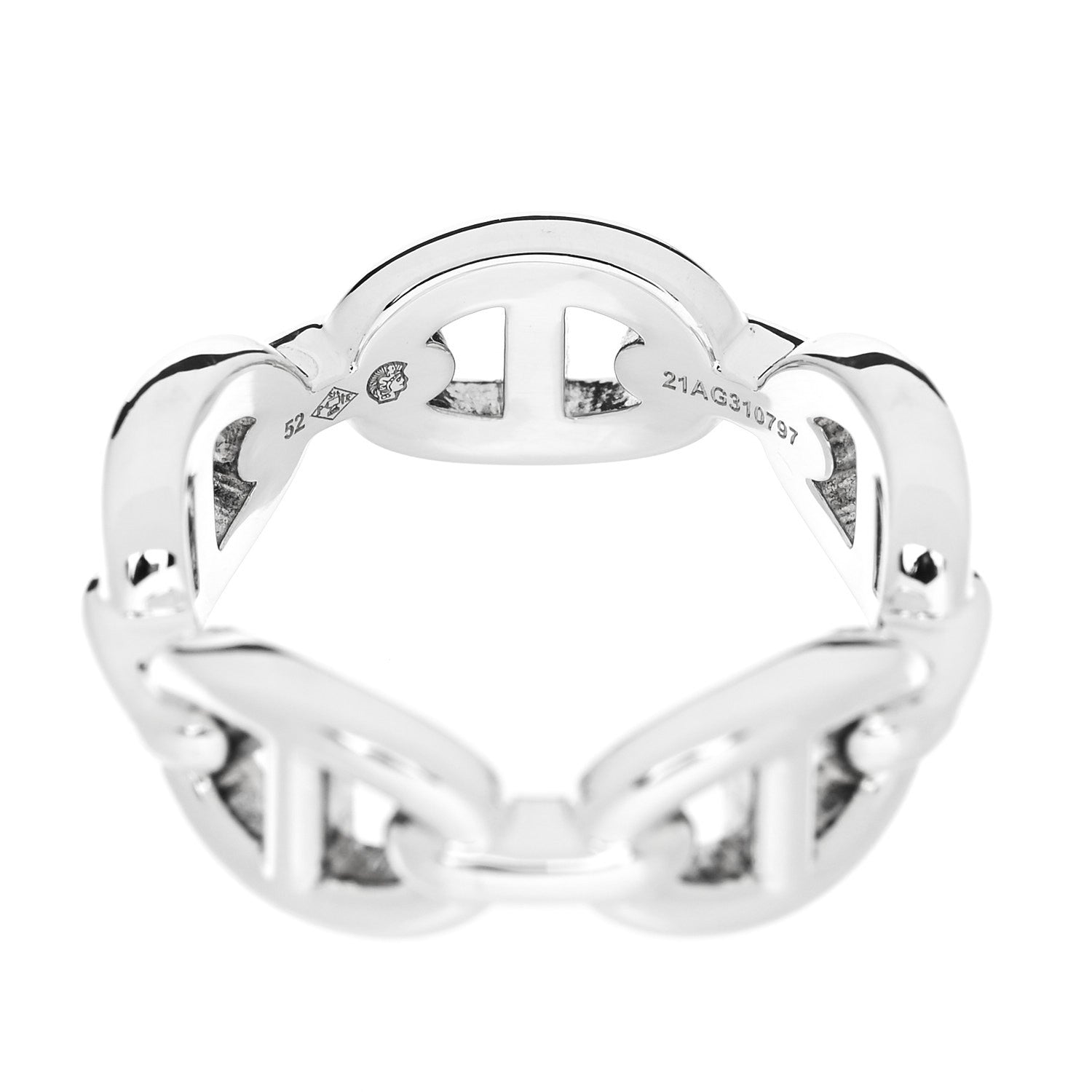 Hermes Sterling Silver PM Chaine d'Ancre Enchainee Band Ring 52 6 5 of 7