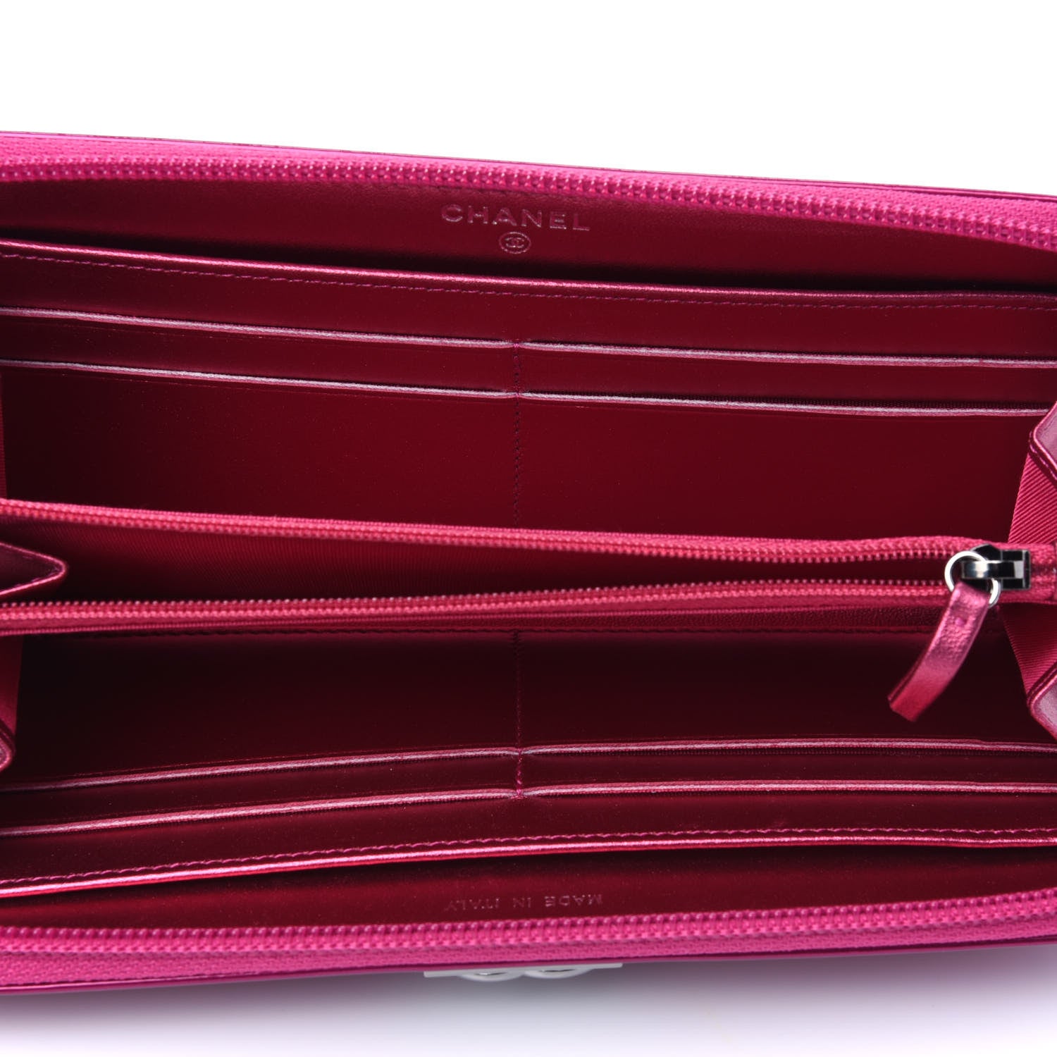 Chanel Metallic Patent Calfskin Quilted Boy L-Gusset Zip Wallet Pink 3 of 4