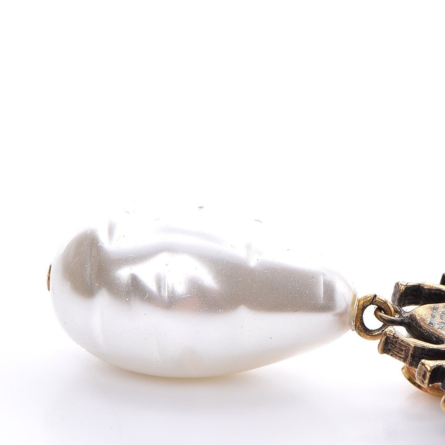 Crystal Pearl Drop Bee Earrings Gold