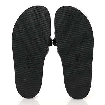 Louis Vuitton Calfskin Embossed Monogram Sunset Flat Comfort Mule 38.5 Black 7 of 11