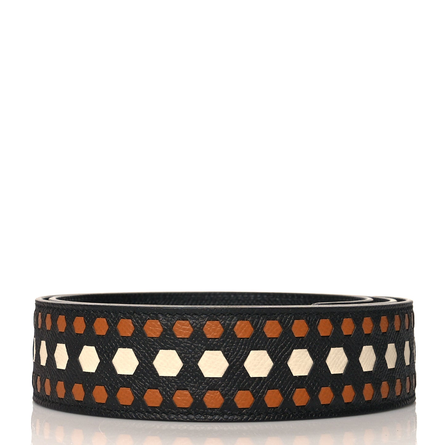 Epsom 40mm Hexagone Tressage Shoulder Strap Black Craie Gold