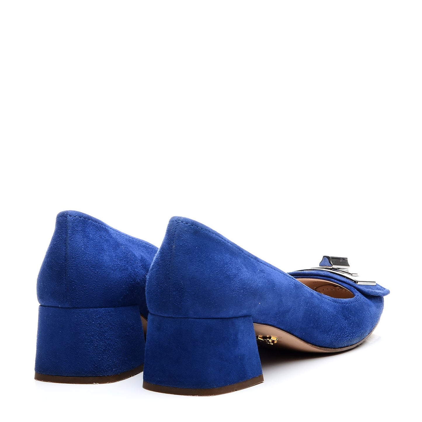 Suede Turnlock Block Heel Pumps 37.5 Blue