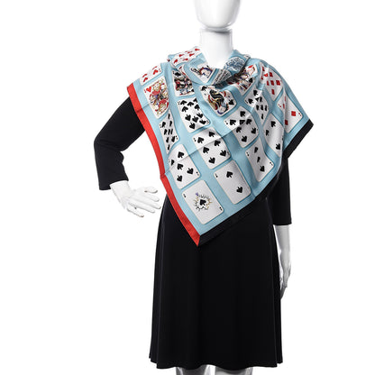 Hermes Silk Jeu de Cartes Scarf 90 Bleu Glacier Rouge Black 2 of 6