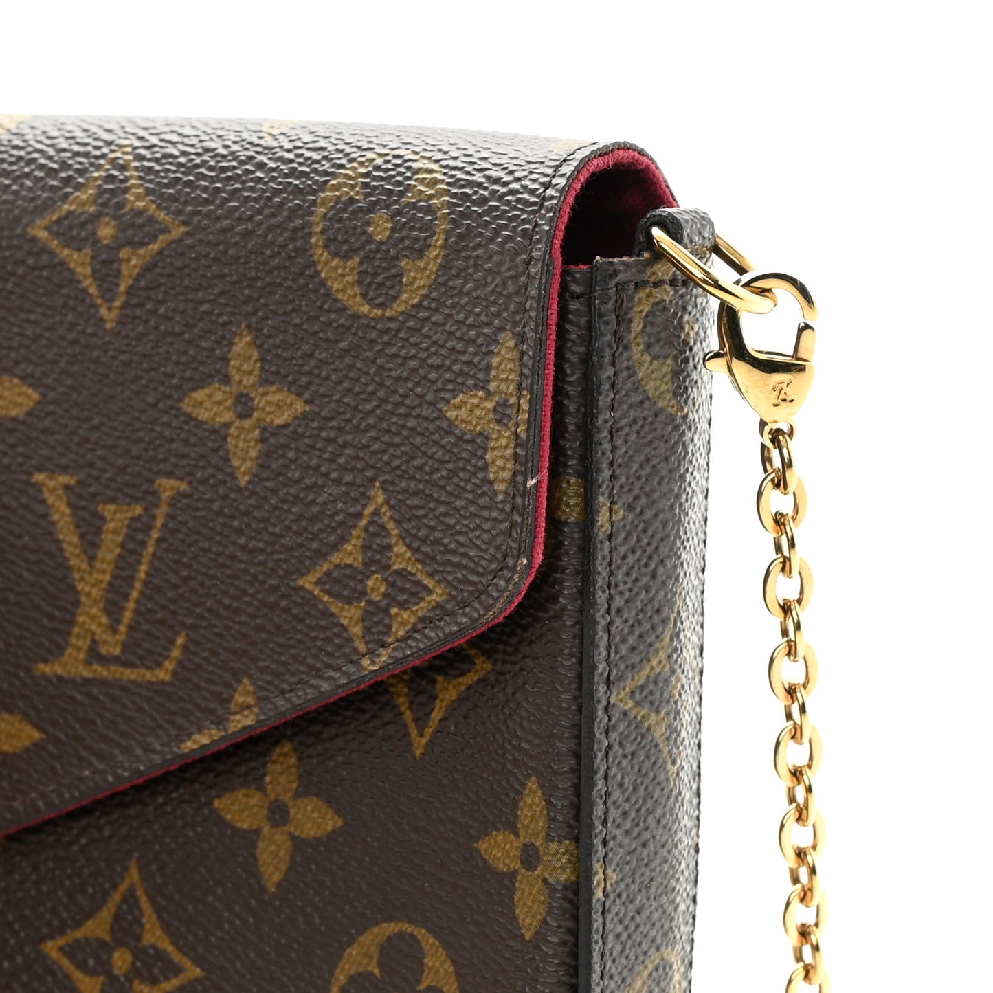 Monogram Pochette Felicie Chain Wallet Fuchsia