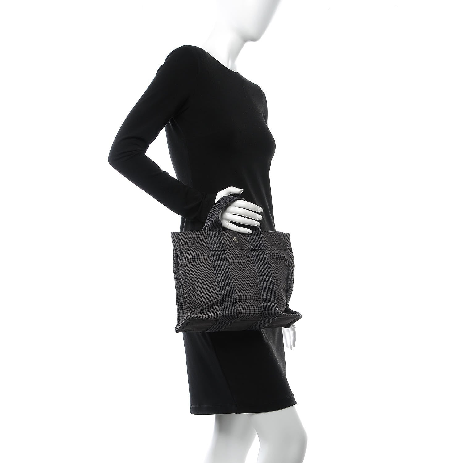 Hermes Canvas Herline PM Tote Grey 2 of 8