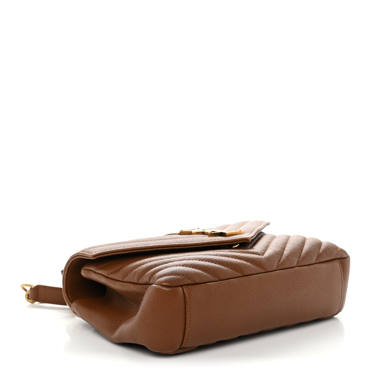 Sheepskin Matelasse Chevron Monogram Medium College Bag Cognac