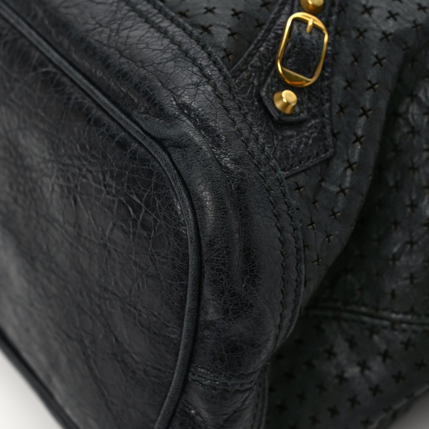 Balenciaga Agneau Classic Gold Hardware Perforated Cross Mini Pampille Black 11 of 11