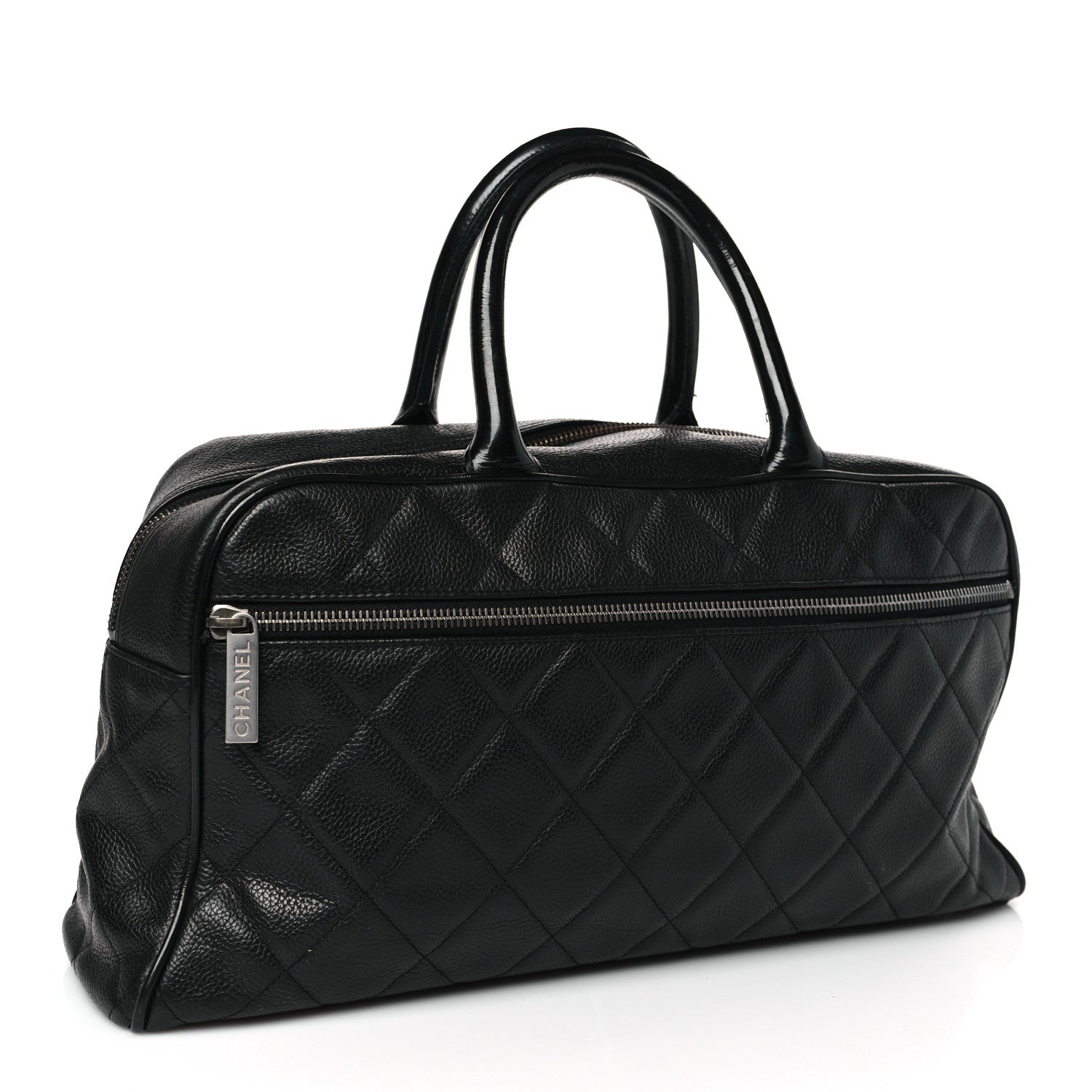 Chanel Caviar Patent Quilted Large Bowler Black 3 of 10