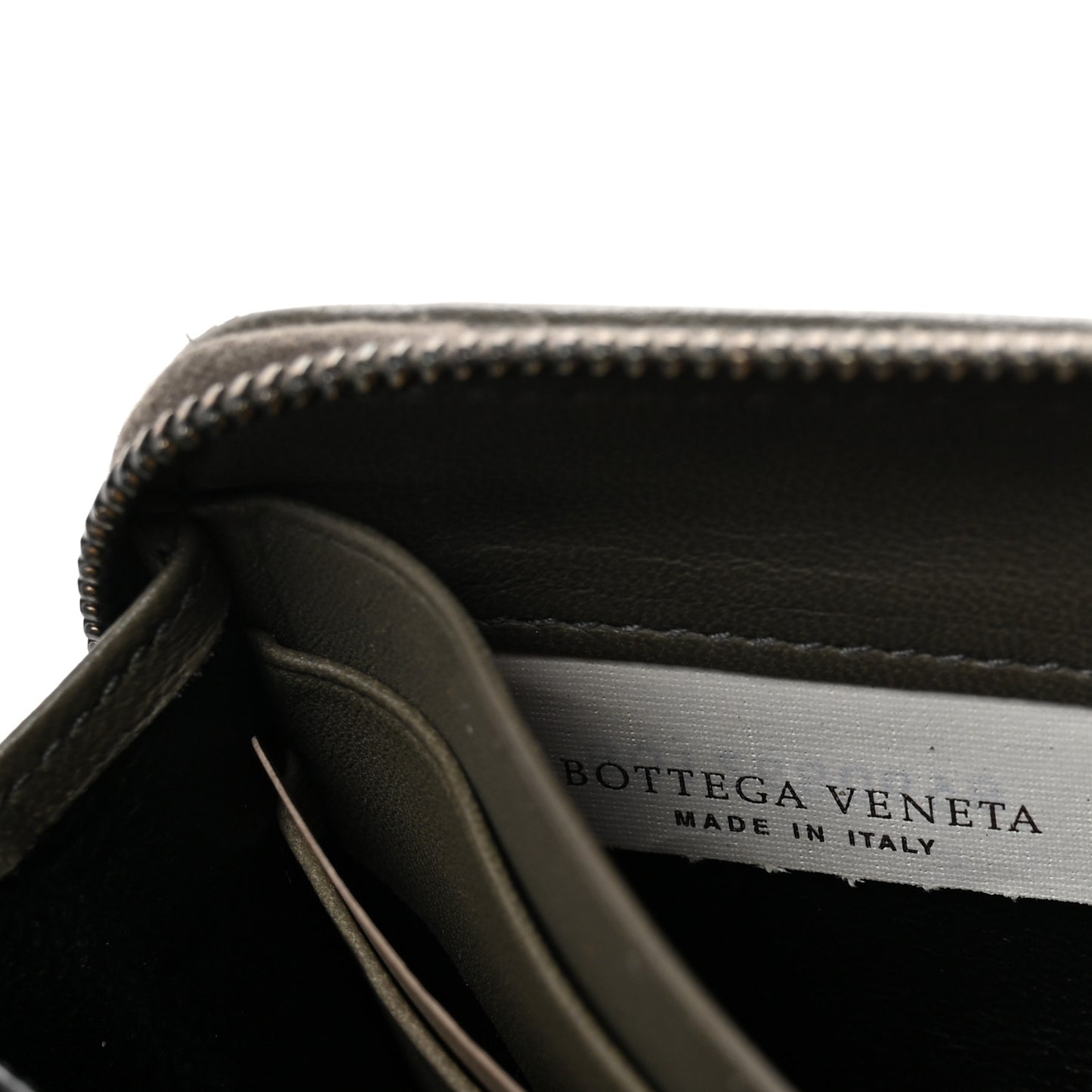 Nappa Intrecciato Half Zip Around Wallet Mud