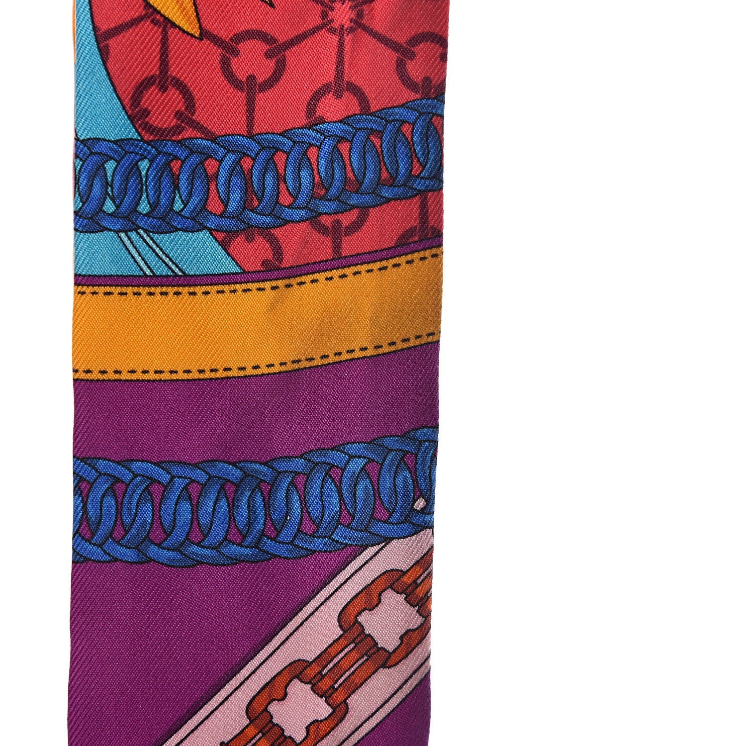 Hermes Silk La Promenade Du Matin Twilly Bleu Fuchsia Rouge 5 of 6