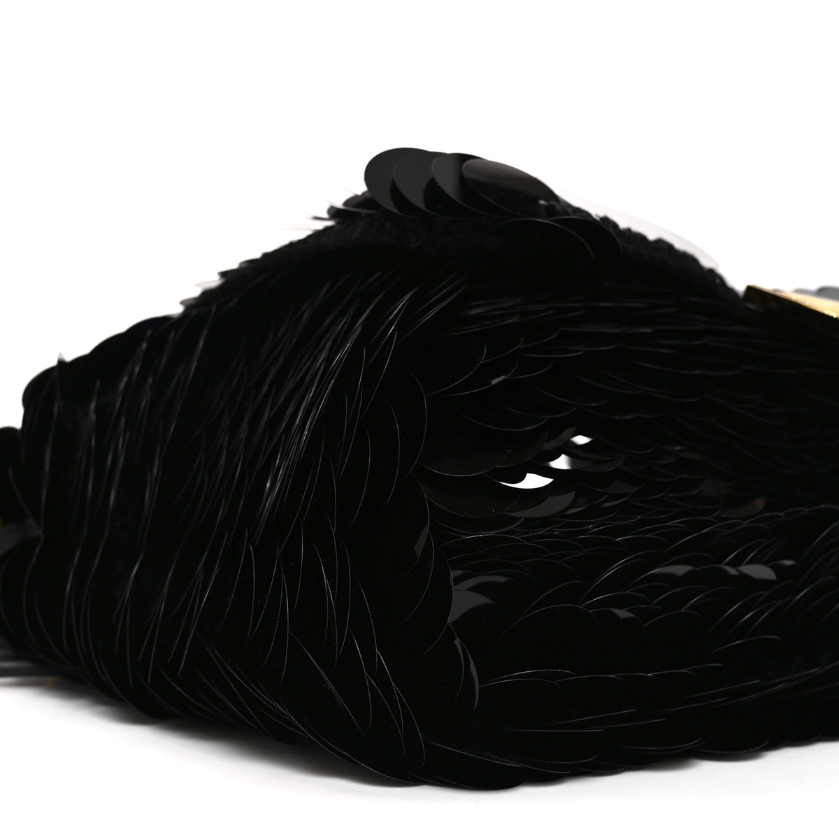 Sequins Crochet Nappa Medium Mamma Baguette Black