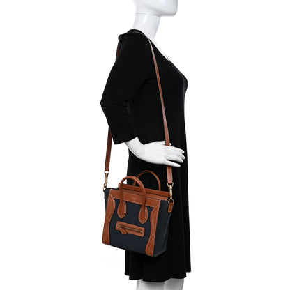 Celine Canvas Smooth Calfskin Nano Luggage Marine Tan 2 of 10