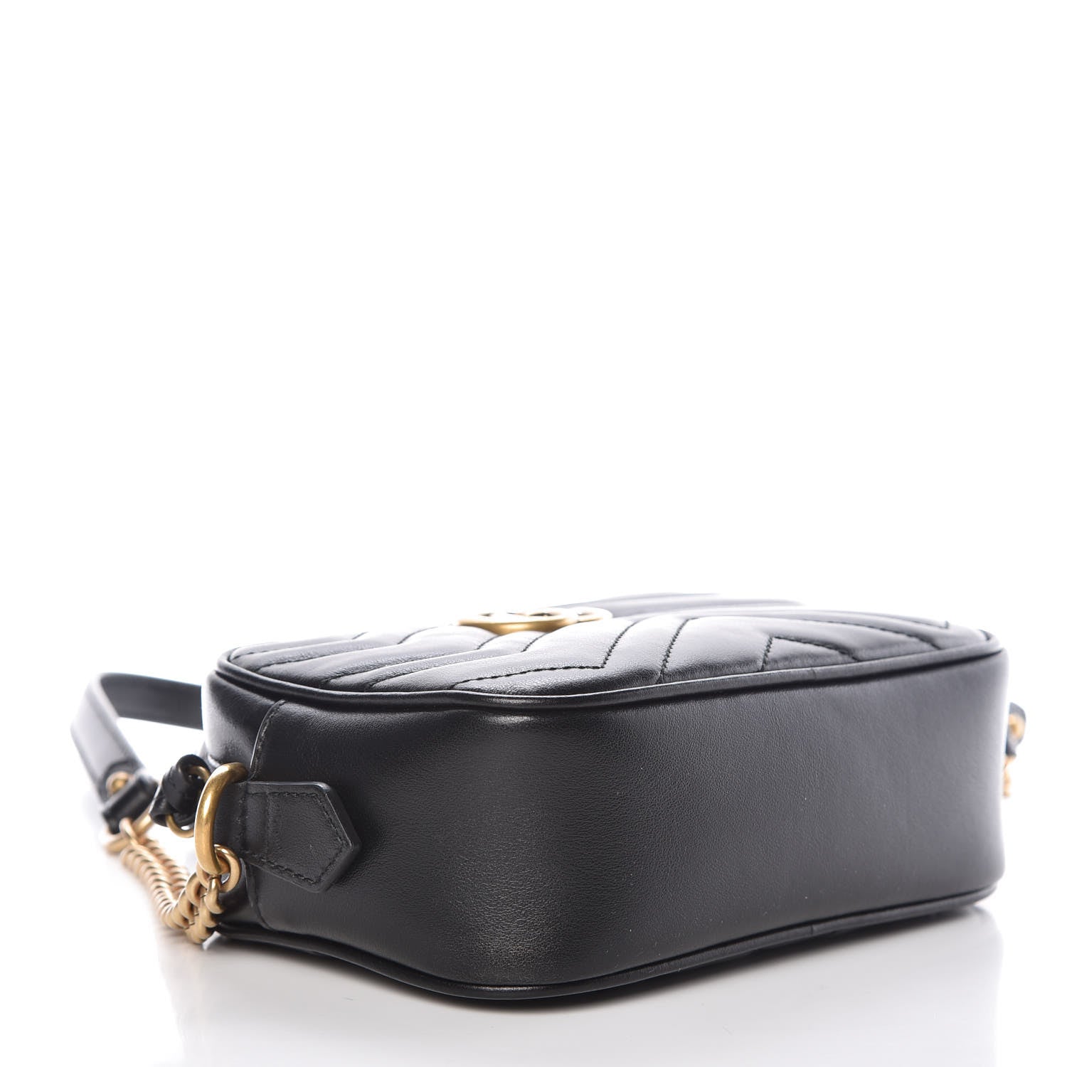 Gucci Calfskin Matelasse Mini GG Marmont Chain Shoulder Bag Black 4 of 9