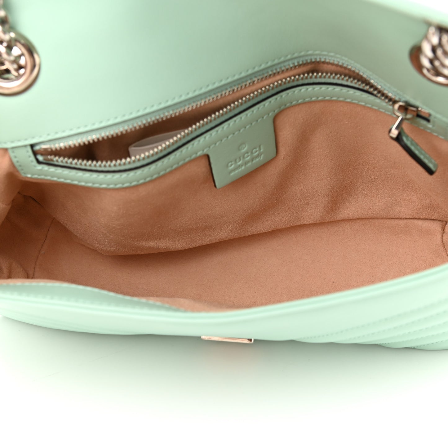 Calfskin Matelasse Small GG Marmont Shoulder Bag Water Green
