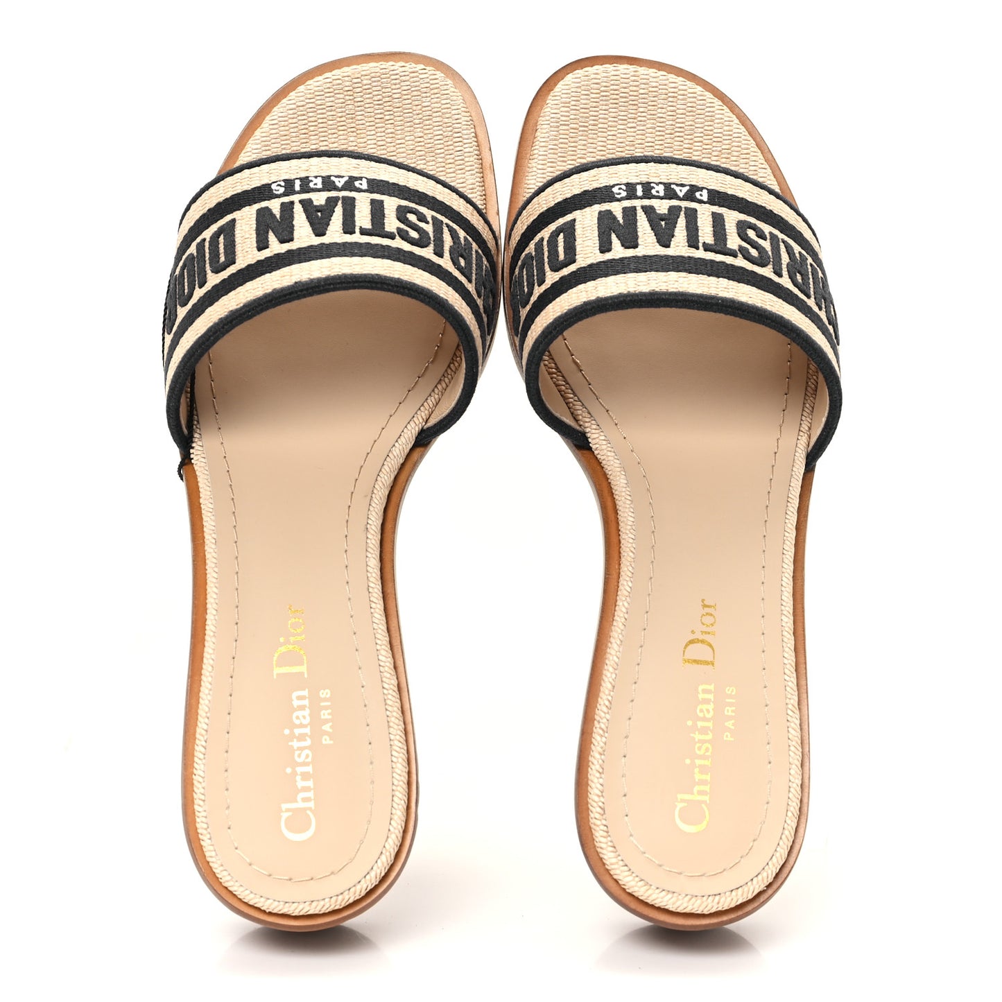 Cotton Embroidered Dway 35mm Slide Sandals 37.5 Dark Knight