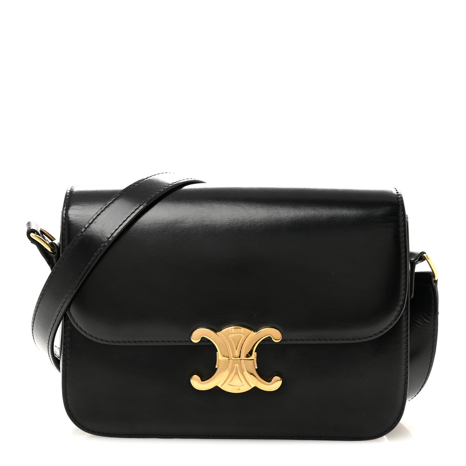 Celine Shiny Calfskin Medium Triomphe Black 1 of 10