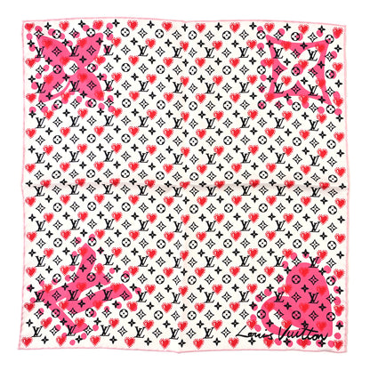 Louis Vuitton Silk I LV U Square 45 Scarf Pink White 1 of 3