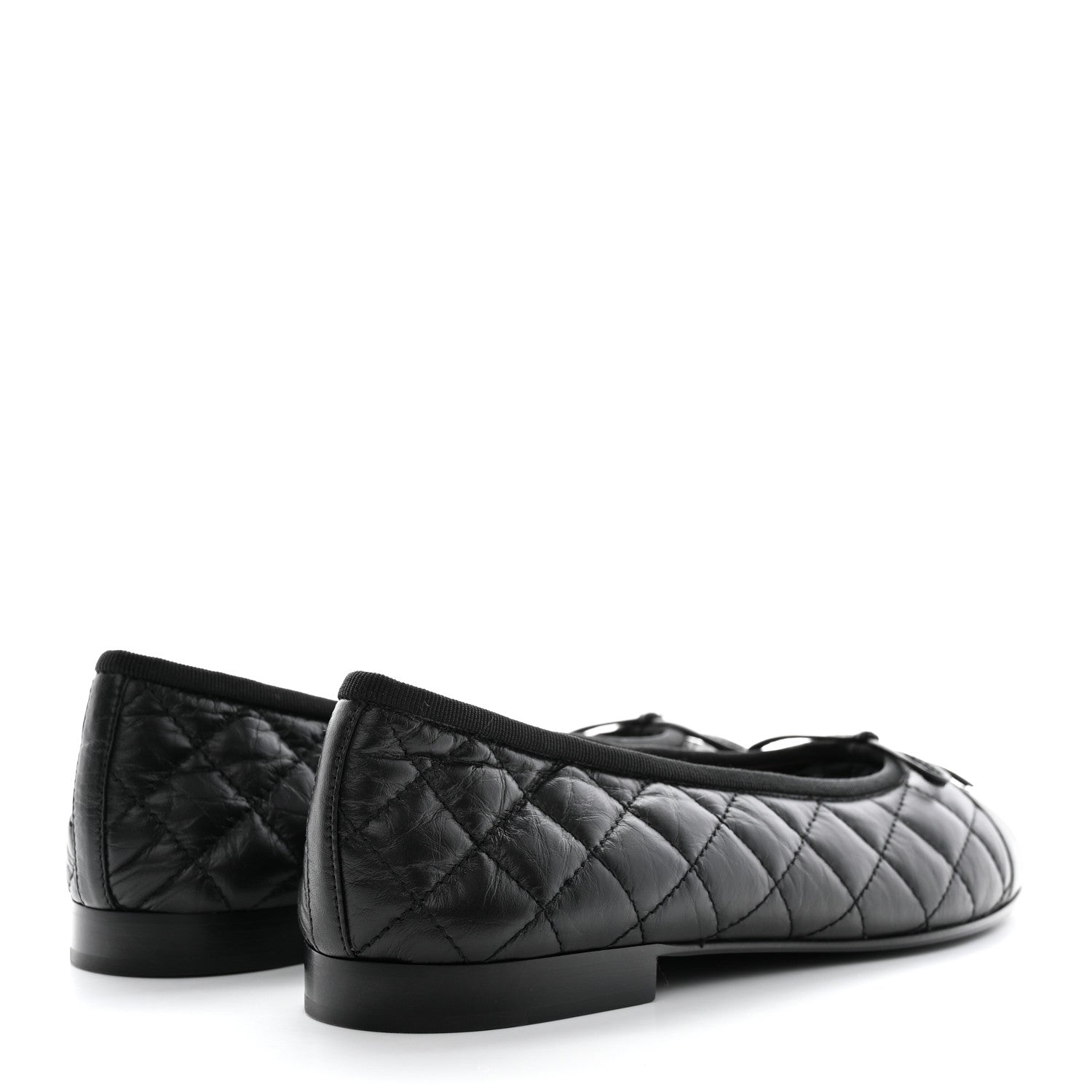 Chanel Aged Calfskin Quilted Cap Toe Ballerina Flats 38.5 Black 4 of 10