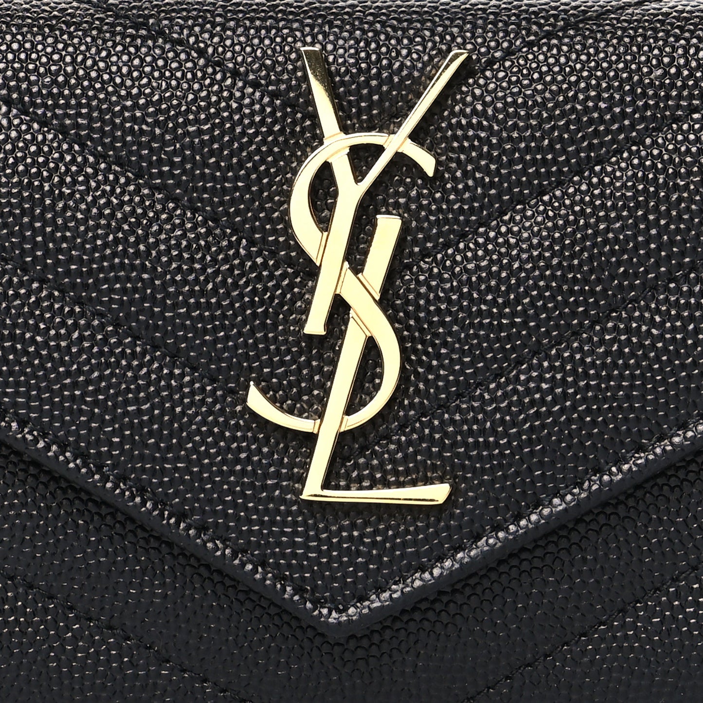 Grain De Poudre Matelasse Chevron Small Monogram Envelope Wallet Black