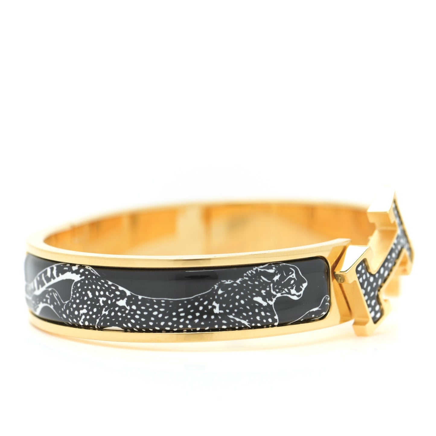 Enamel Narrow Print Guepards Clic Clac H Bracelet PM Positif Negatif