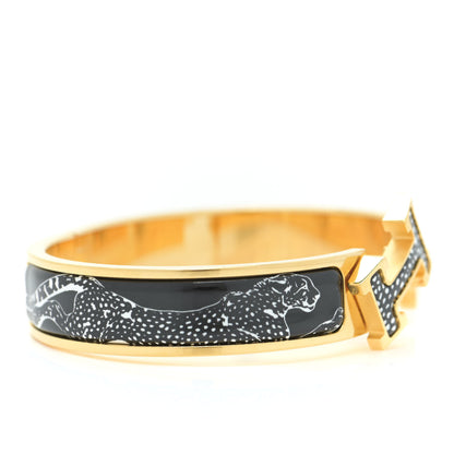 Hermes Enamel Narrow Print Guepards Clic Clac H Bracelet PM Positif Negatif 6 of 6