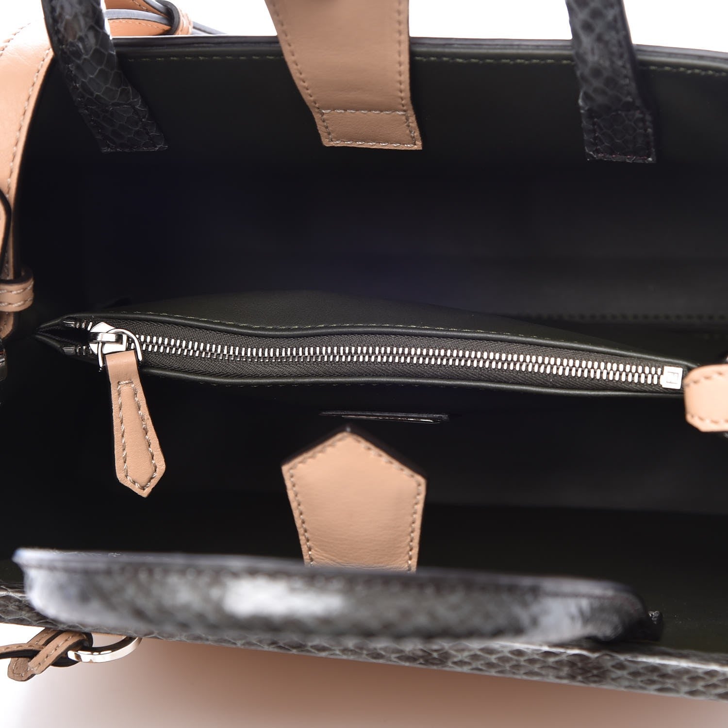 Fendi Vitello Dolce Elaphe Petite 2Jours Tote Beige 5 of 7